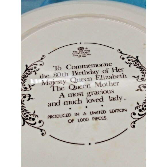 Coalport  1980 Plate to Commemorate The Queen Mother's 80th Birthday - Picture 9 of 11